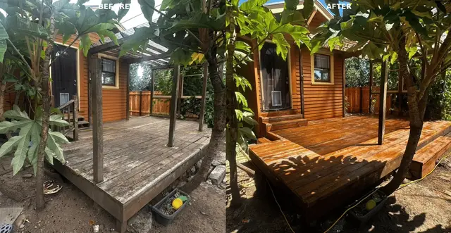 Before and after backyard deck restoration and rebuild in Portland OR – Oregon Quality Cuts