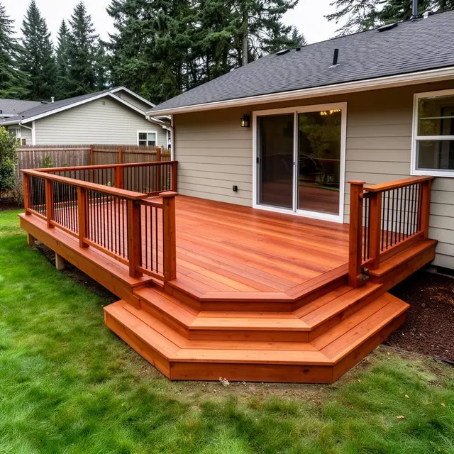 Custom composite deck construction with railing in Lake Oswego OR – Oregon Quality Cuts