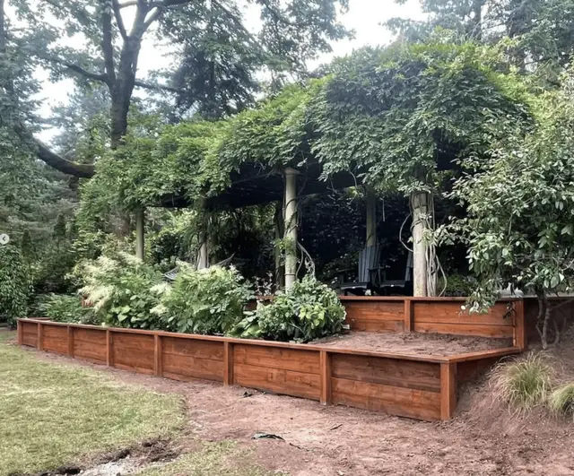 Garden pergola and timber retaining border project in West Linn OR – Oregon Quality Cuts